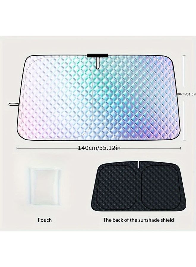 Large Black Car Windshield Sunshade Foldable UV Protection Heat Reduction Reflective - Image 2